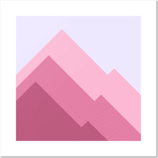 Abstract Pink Geometric Mountains Posters and Art